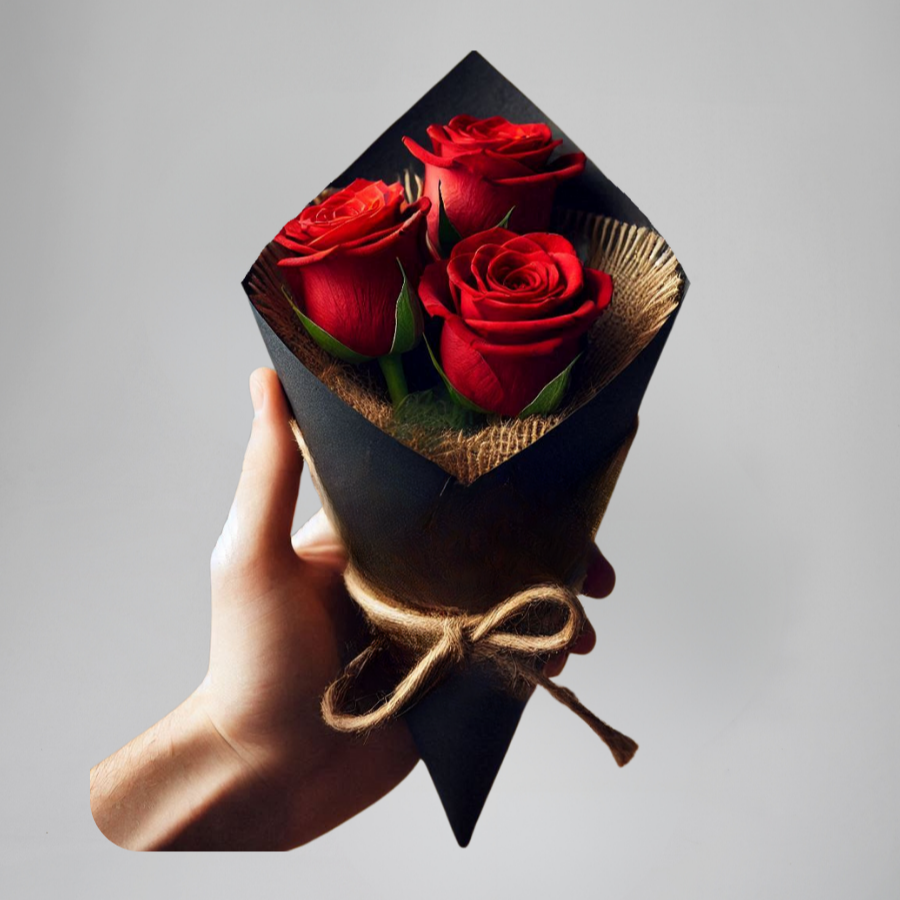 Buque 3 Rosas Vermelhas